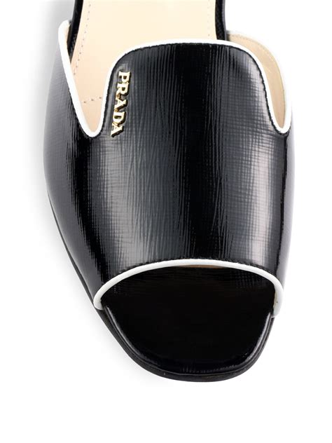 prada bicolor saffiano patent leather slides|Prada Saffiano patent.